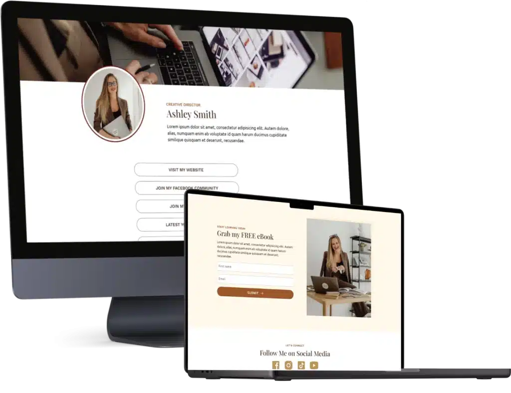 Minimalist Brown Link in Bio Template Built in Systeme.io